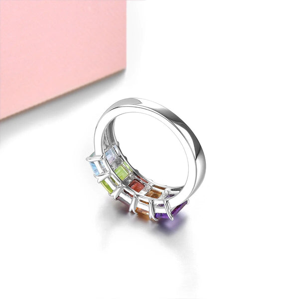 Natural Amethyst Garnet Citrine Topaz Peridot Colorful Gemstone Silver Ring 3 Carats Multicolor Fine Jewelry-Lucid Fantasy