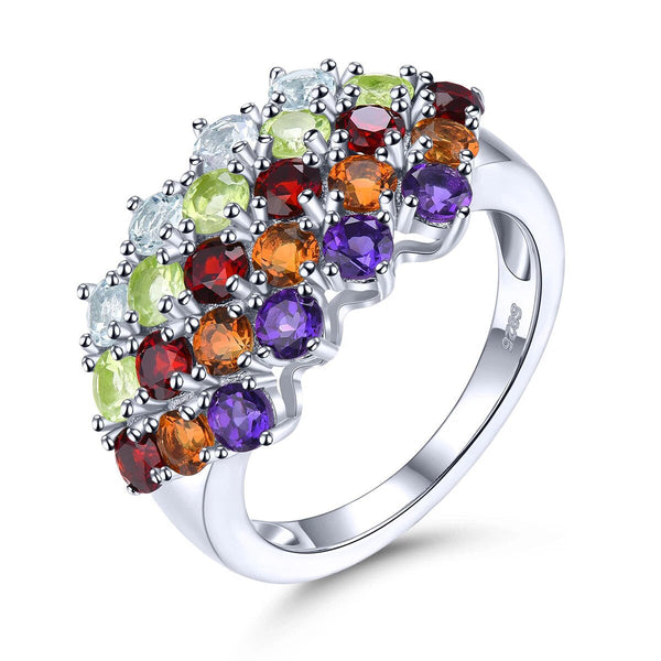 Natural Amethyst Peridot Sterling Silver Ring 3 Carats Genuine Gemstone Colorful Style Classic S925 Fine Jewelry-Lucid Fantasy