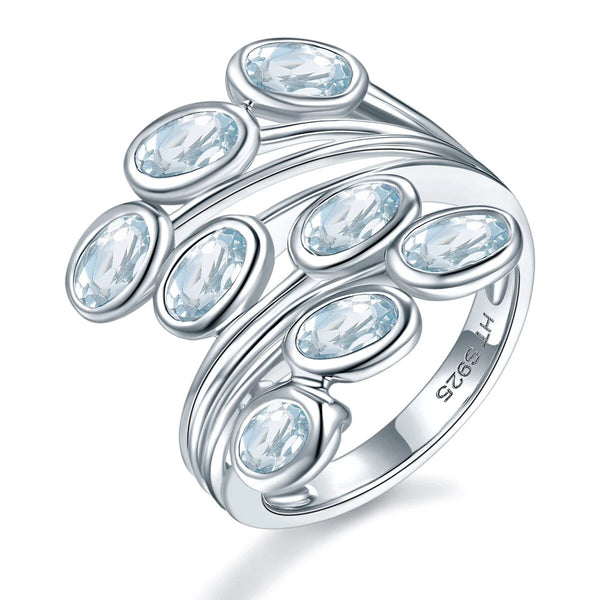 Natural Aquamarine Ring 925 Sterling Silver 2 Carats Genuine Gemstone Light Blue Fine Jewelry-Lucid Fantasy