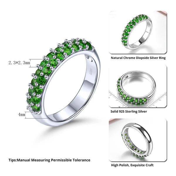 Natural Chrome Diopside Peridot Sterling Silver Ring 1 Carats Genuine Gemstone Classic Jewelry Style-Lucid Fantasy