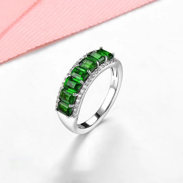 Natural Chrome Diopside Sterling Silver Ring 1.6 Carats Vivid Green Gemstone Style Fine Jewelry-Lucid Fantasy
