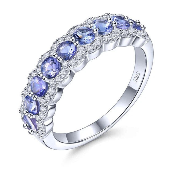 Natural Colorful Gemstones Tanzanite Sterling Silver Ring 1.4 Carats Round Cut Fine Jewelry-Lucid Fantasy