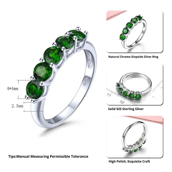 Natural Diopside Solid Silver Rings 1.4 Carats Simple Classic Design Fine Jewelry-Lucid Fantasy