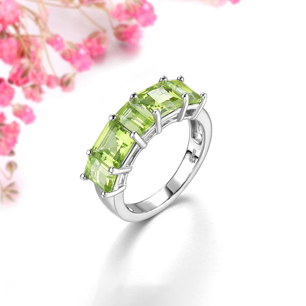 Natural Genuine Peridot Sterling Silver Ring 4.3 Carats Gemstone Classic Style Fine Jewelry S925-Lucid Fantasy