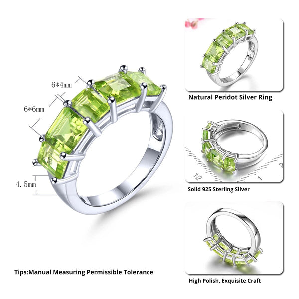 Natural Genuine Peridot Sterling Silver Ring 4.3 Carats Gemstone Classic Style Fine Jewelry S925-Lucid Fantasy