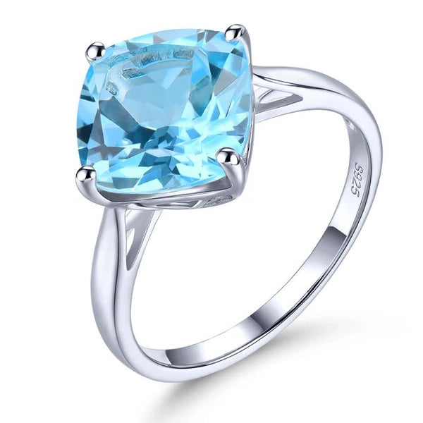 Natural Green Amethyst Blue Topaz Sterling Silver Ring 3.8 Carats Classic Design S925 Fine Jewelry-Lucid Fantasy