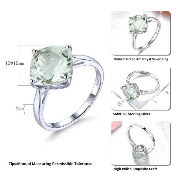 Natural Green Amethyst Blue Topaz Sterling Silver Ring 3.8 Carats Classic Design S925 Fine Jewelry-Lucid Fantasy