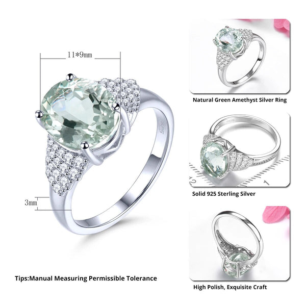 Natural Green Amethyst Silver Rings 6 Carats S925 Fine Jewelry-Lucid Fantasy