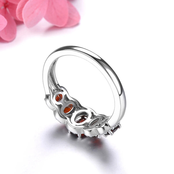 Natural Red Garnet Diopside Silver Rings 2 Carats Genuine Classic Design S925-Lucid Fantasy