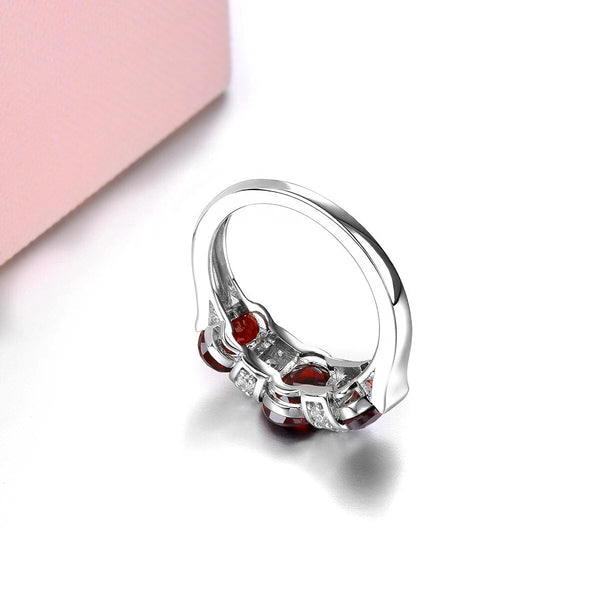 Natural Red Garnet Sterling Silver Rings 3.8 Carats Simple Classic Design S925 Jewelry-Lucid Fantasy