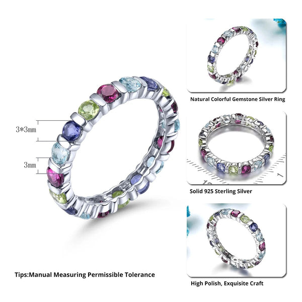 Natural Rhodolite Garnet Topaz Peridot Gemstone Solid Silver Rings 2.2 Carats Fine Jewelry-Lucid Fantasy