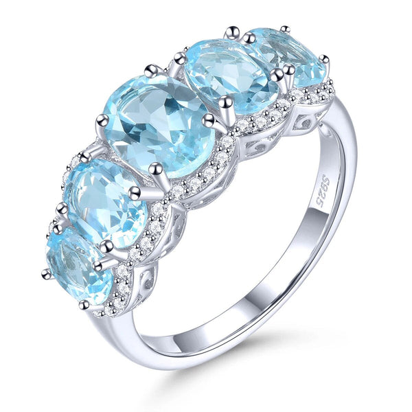 Natural Sky Blue Topaz Solid Silver Ring 4.5 Carats Genuine Gemstone Classic Fine Jewelry Design S925-Lucid Fantasy