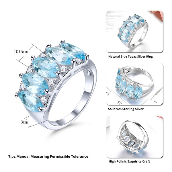 Natural Sky Blue Topaz Sterling Silver Ring 6.5 Carats Genuine Light Blue Gemstone Classic Fine Jewelry Style-Lucid Fantasy