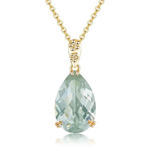 Natural Swiss Blue Topaz Green Amethyst Citrine Amethyst Real 14 Karat Yellow Gold Pendant 6 Carats Genuine Colorful Gemstone Gold Fine Jewelry Classic-Lucid Fantasy