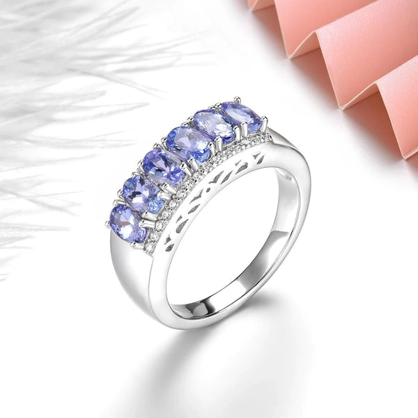 Natural Tanzanite Solid Silver Ring 1.6 Carat Genuine Gemstone Style S925 Fine Jewelry-Lucid Fantasy