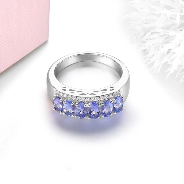 Natural Tanzanite Solid Silver Ring 1.6 Carat Genuine Gemstone Style S925 Fine Jewelry-Lucid Fantasy