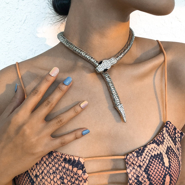 Neo Gothic Chic Snake Wrap Choker Necklace Bangle Bracelet