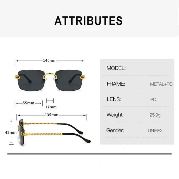 New Fashion Rimless Sunglasses Gradient Ocean Film Shades UV400-Lucid Fantasy