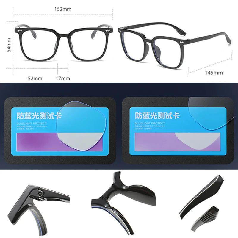 New Square Clear Anti-Blue Light Glasses Optical Eyewear Retro Rivets Fashion Frame-Lucid Fantasy