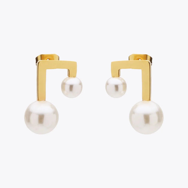 New Style Couple Pearl Earring Gold Color Stainless Steel Stud Earrings Fashion Jewelry-Lucid Fantasy