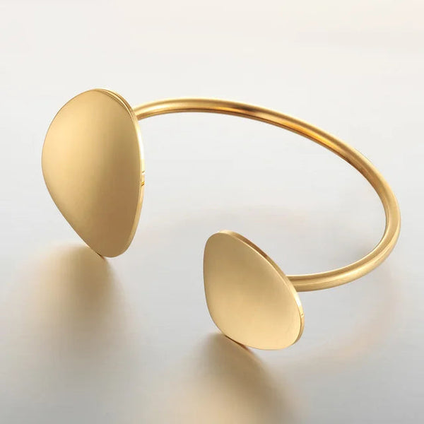 New Style Flower Petals Cuff Bracelet Gold color Stainless Steel Bangle Bracelet Fashion Jewelry-Lucid Fantasy
