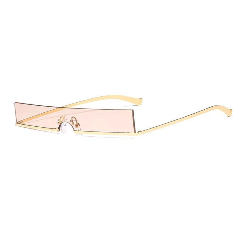 New Style Half Frame Small Rectangle Sunglasses Original Design One Piece Shades-Lucid Fantasy