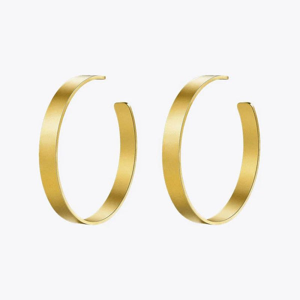 New Style Vintage Big Hoop Earrings Matte Gold Color Stainless Steel Circle Jewelry-Lucid Fantasy