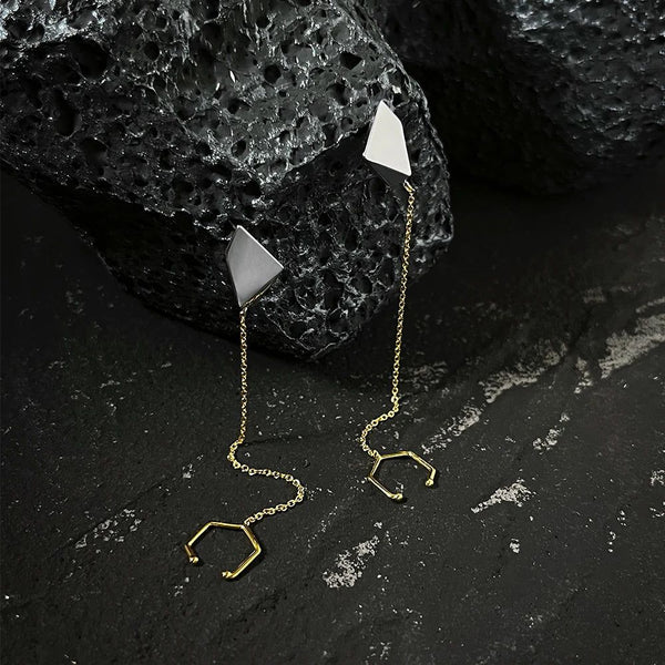 Original Design 3D Meteorite Drop Dangle Earrings Two Tone Gold Color Fashion Jewelry Body Jewelry-Lucid Fantasy