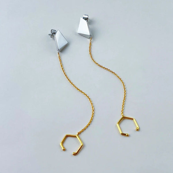 Original Design 3D Meteorite Drop Dangle Earrings Two Tone Gold Color Fashion Jewelry Body Jewelry-Lucid Fantasy
