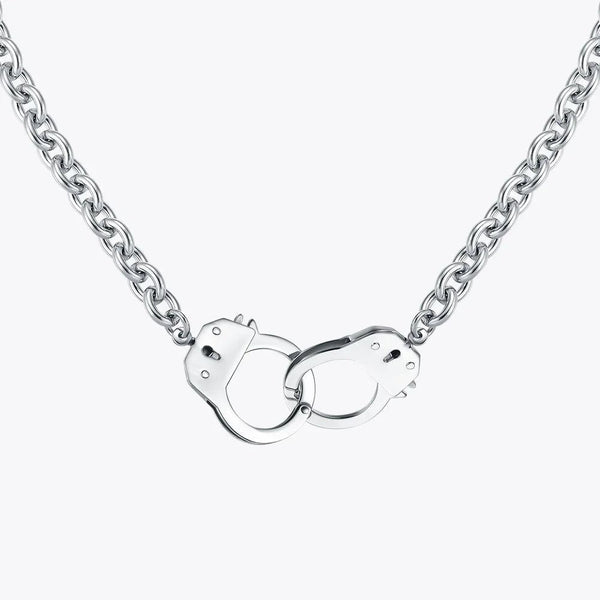 Original Design Big Handcuffs Pendant Necklace Stainless Steel Statement Long Necklace Fashion Jewelry-Lucid Fantasy