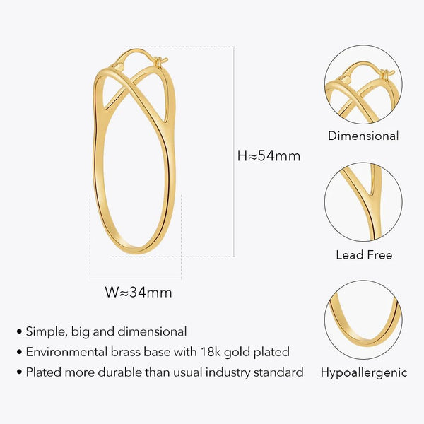 Original Design Big Hoop New Style Gold Color Oval Earrings Fashion Jewelry-Lucid Fantasy
