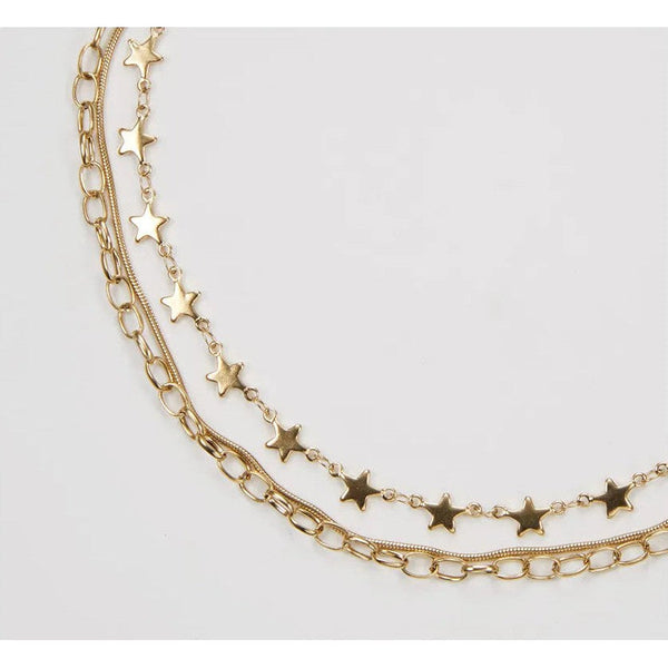 Original Design Boho Multi-layer Star Chain Choker Necklace Gold Color Stainless Steel Necklaces Fashion Jewelry-Lucid Fantasy