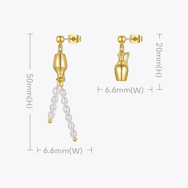 Original Design Bottle Natural Pearl Drop Earrings Gold Color Elegant Fashion Jewelry-Lucid Fantasy