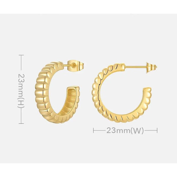 Original Design C-shaped Hoop Gold Color Earrings Stainless Steel Fashion Jewelry-Lucid Fantasy