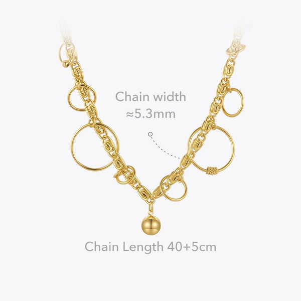 Original Design Circles Chain Necklace Stainless Steel Jewelry Choker Necklaces Gold Color-Lucid Fantasy