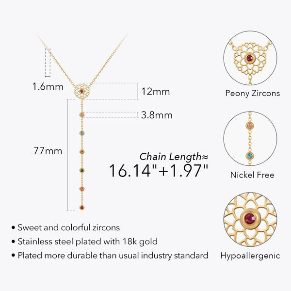 Original Design Colorful Charms Necklaces Zircons Stainless Steel Necklace Gold Fashion Jewelry-Lucid Fantasy