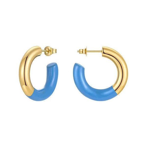 Original Design Colorful Epoxy Earrings Stainless Steel Gold Color Fashion Jewelry-Lucid Fantasy