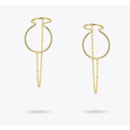 Original Design Curve Line Ear Cuff Clip On Earrings Gold Color Big Ear cuff Fashion Jewelry Body Jewelry-Lucid Fantasy