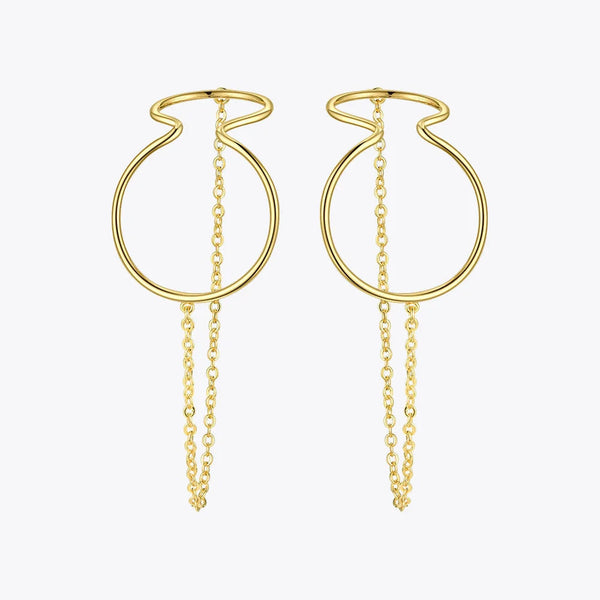 Original Design Curve Line Ear Cuff Clip On Earrings Gold Color Big Ear cuff Fashion Jewelry Body Jewelry-Lucid Fantasy