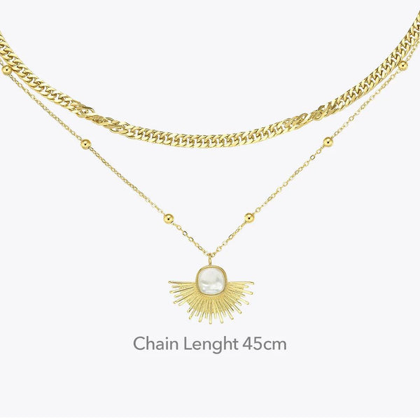 Original Design Fan Pendant Necklace Stainless Steel Gold Color Multilayer Choker Necklaces Fashion Jewelry-Lucid Fantasy