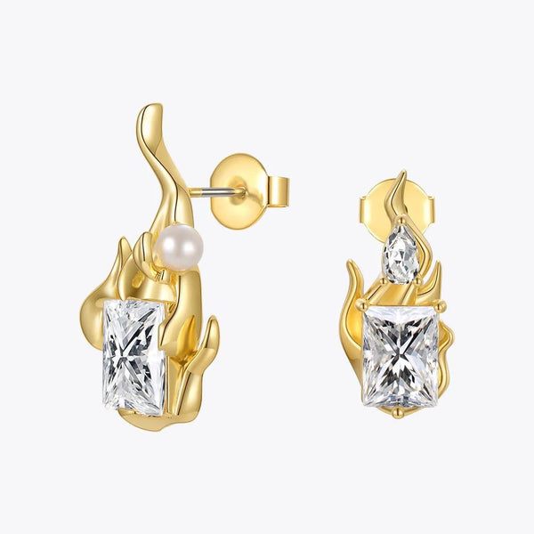 Original Design Flame Zircon Earrings Gold Color Stud Fashion Jewelry-Lucid Fantasy