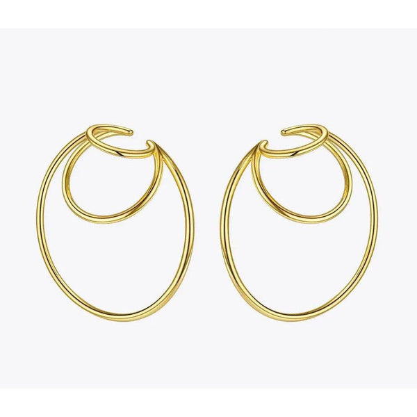 Original Design Geometric Ear Cuff Clip On Earrings Gold Color Multi-layer Circle Fashion Jewelry Body Jewelry-Lucid Fantasy