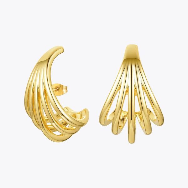 Original Design Geometric Lines Stud Gold Color Metal Conch Earrings Fashion Jewelry-Lucid Fantasy