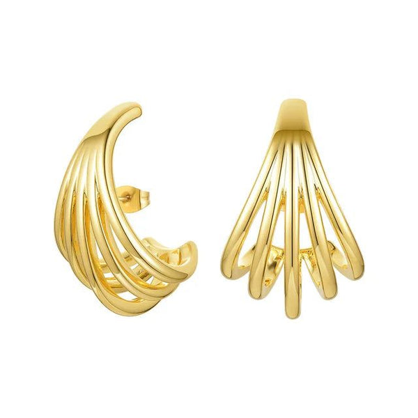 Original Design Geometric Lines Stud Gold Color Metal Conch Earrings Fashion Jewelry-Lucid Fantasy