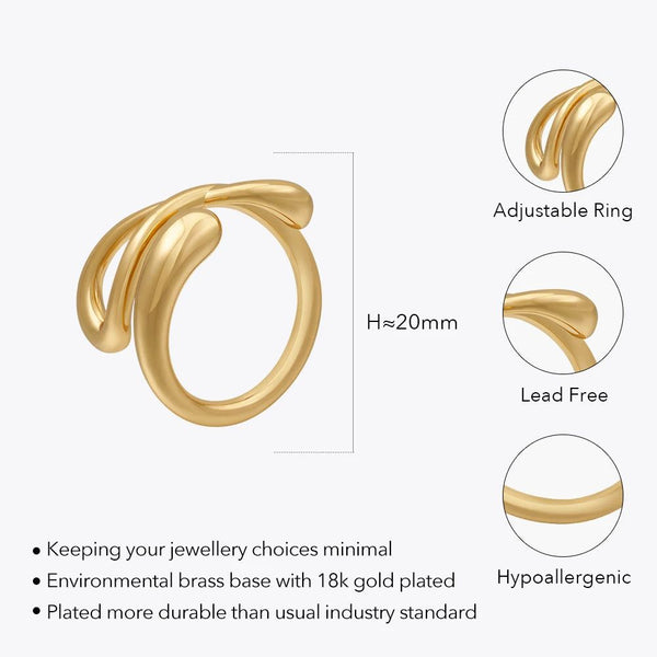 Original Design Irregular Knot Adjustable Ring Gold Color Fashion Jewelry-Lucid Fantasy