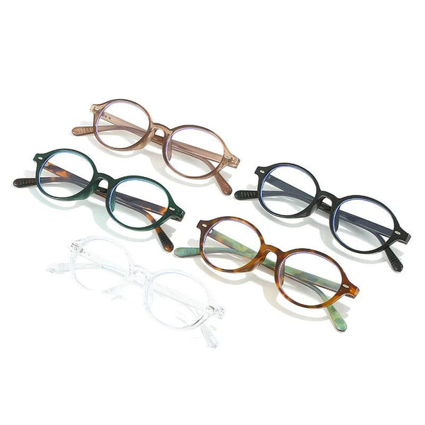 Oval Retro Rivets Glasses Frame Clear Anti-Blue Light Eyewear Optical Frames-Lucid Fantasy