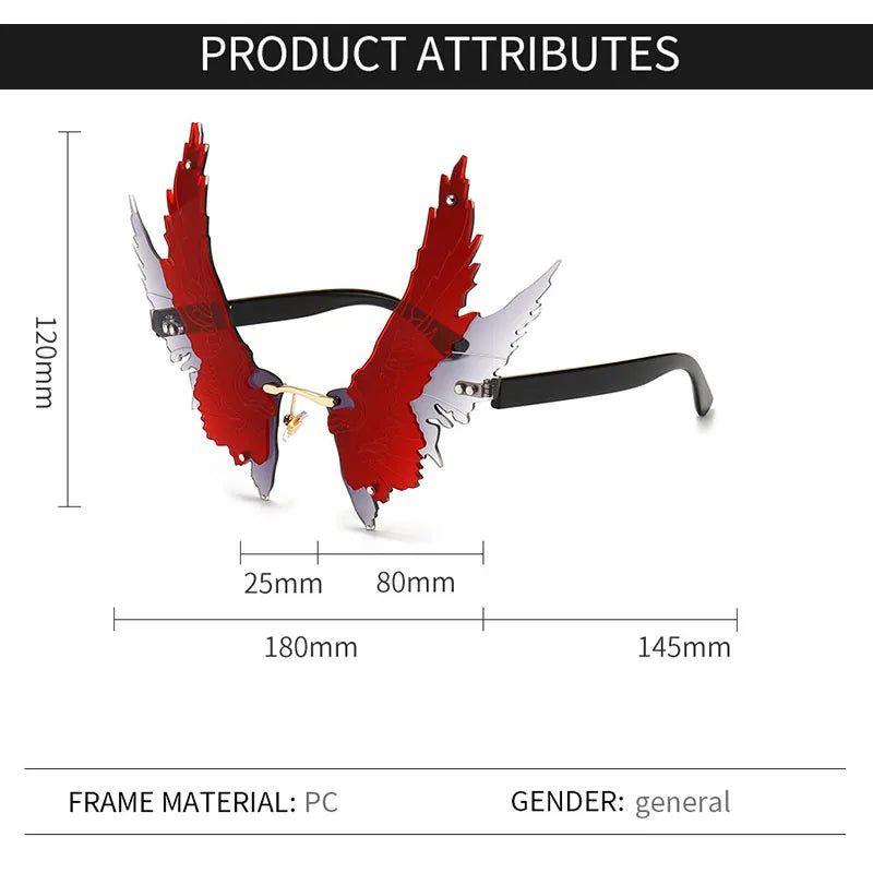 Oversized Angel Wings Rimless Sunglasses with UV400 Protection - Lucid Fantasy 