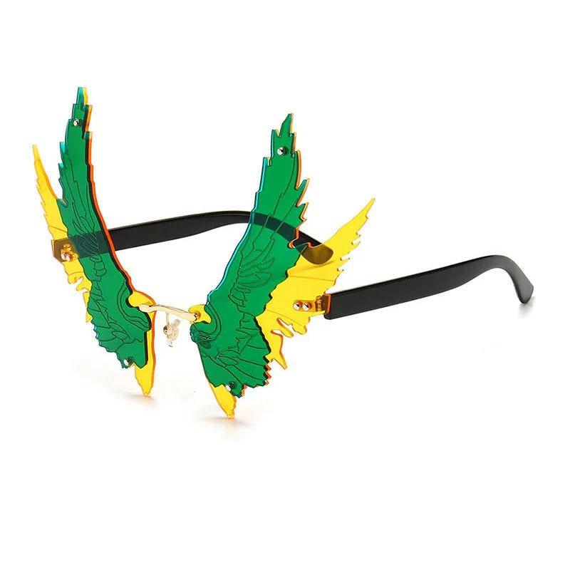 Oversized Angel Wings Rimless Sunglasses with UV400 Protection - Lucid Fantasy 