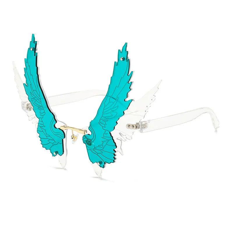 Oversized Angel Wings Rimless Sunglasses with UV400 Protection - Lucid Fantasy 