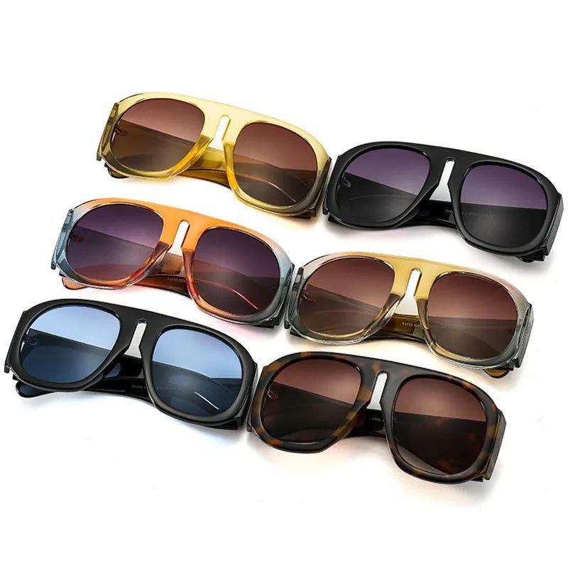 Oversized Gradient Round Lens Sunglasses with UV400 Protection - Lucid Fantasy 